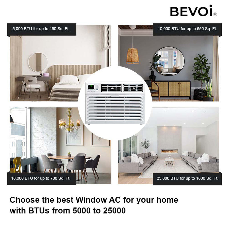 Bevoi BEV08WiNCC 8,000 BTU EasyCool Window Air Conditioner with Remote 115V 15A in White