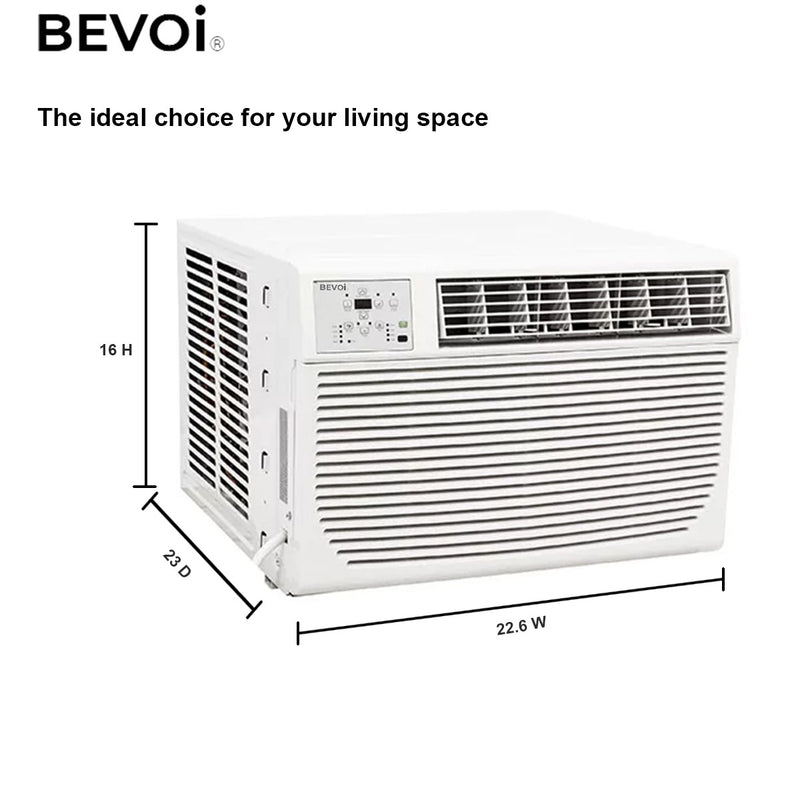 Bevoi BEV08WiNMIDHF 8,000 BTU Window Air Conditioner with Supplemental Heat 115V 15A in White4V
