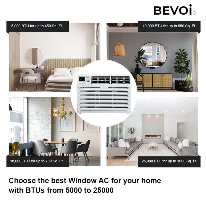 Bevoi BEV12WiNHF 12,000 BTU Window Air Conditioner with Heat 220V 20A in White