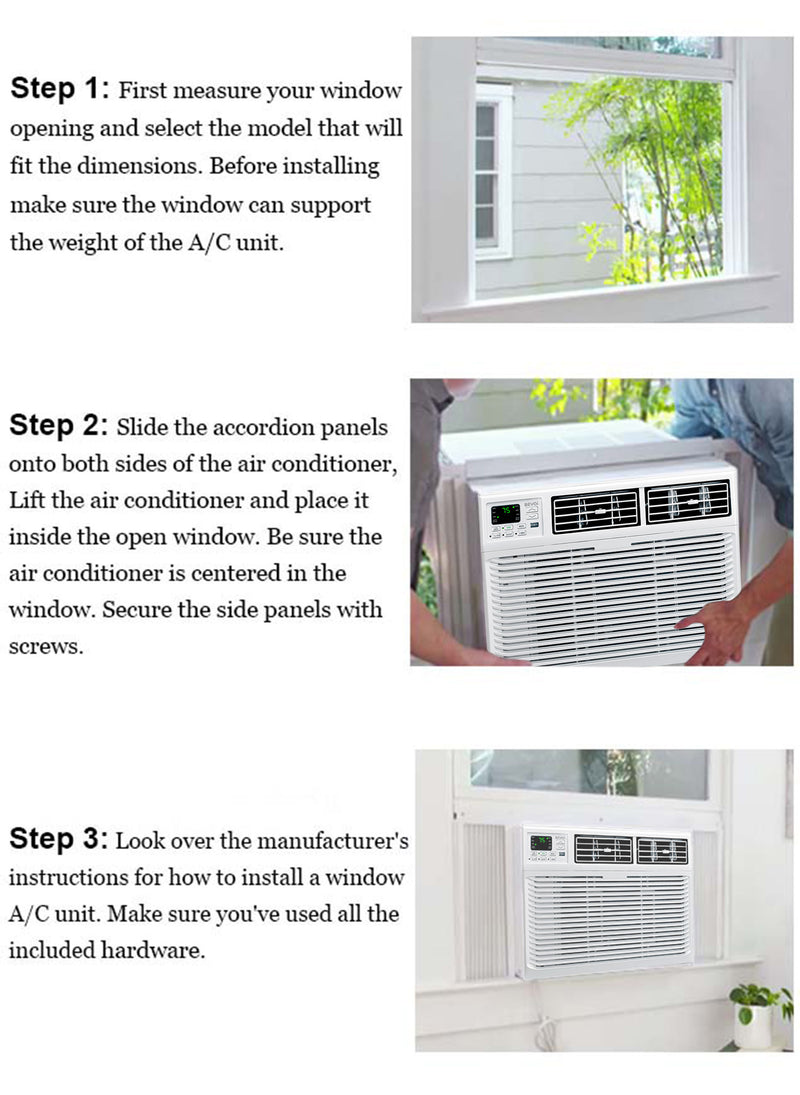 Bevoi BEV12WiNHFMID 12,000 BTU Window Air Conditioner Heat and Cool 220V 20A in White