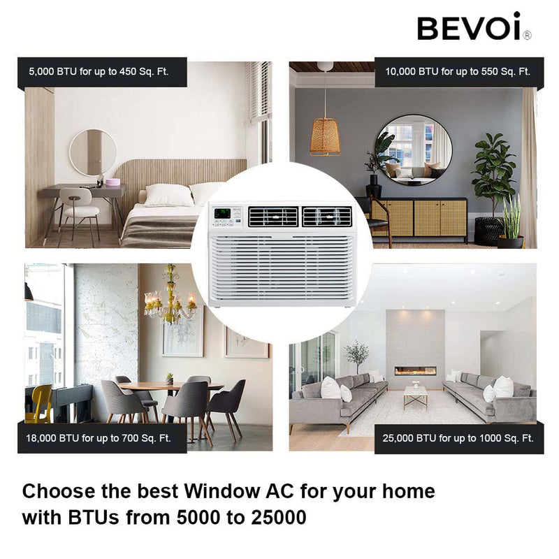 Bevoi BEV12WiNHFMID 12,000 BTU Window Air Conditioner Heat and Cool 220V 20A in White