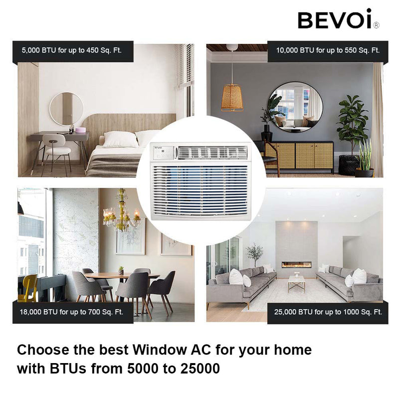 Bevoi BEV18WiNMiD 18,000 BTU Window Air Conditioner with Remote Control 230V 15A in White