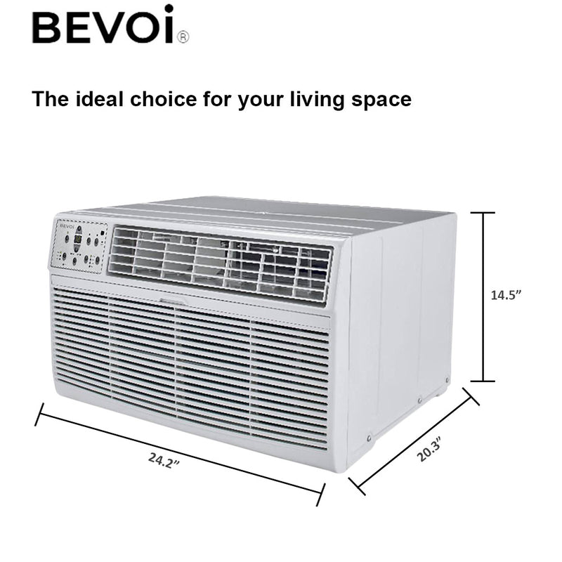Bevoi BEVTTW122H 12,000 BTU Through The Wall Air Conditioner Heat and Cool 230V 20A in White