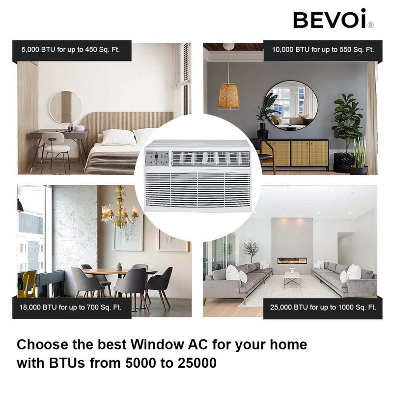 Bevoi BEVTTW122H 12,000 BTU Through The Wall Air Conditioner Heat and Cool 230V 20A in White