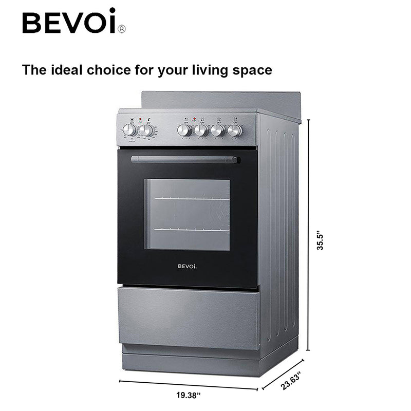 Bevoi LCBEVRG20EEESS 20 inch 4 Element Slide-in Electric Range with Convection in Stainless Steel