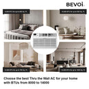 Bevoi TBEVTTW122H 12,000 BTU Through The Wall Air Conditioner Heat and Cool 230V 20A in White