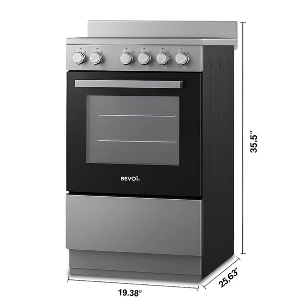 Bevoi TLCBVRE20ES 20 inch 4 Element Slide-in Electric Range with Convection in Stainless Steel