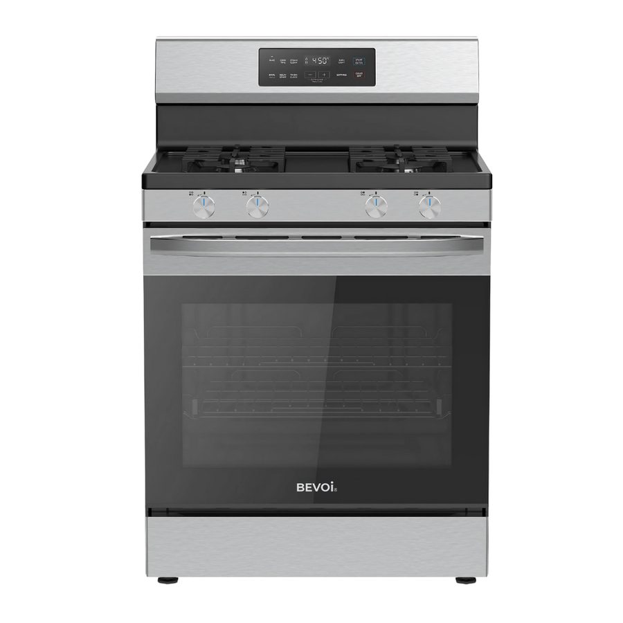 Bevoi BSPGG3003SS 30 inch Freestanding Rear Control OPP Gas Range in Stainless Steel