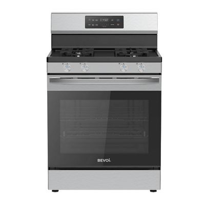 Bevoi BSPGG3003SS 30 inch Freestanding Rear Control OPP Gas Range in Stainless Steel