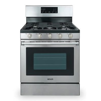 Bevoi BSRGG3001SS 30 inch 4.8 cu. ft. Freestanding Rear Control Gas Range in Stainless Steel