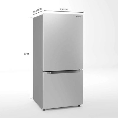 Bevoi BVISD18SDSS 18.7 cubic Ft. Bottom Mount Freezer Refrigerator in Stainless Steel